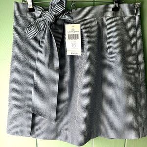 NWT Lauren James Navy and White Royal Stripe Wrap Skirt